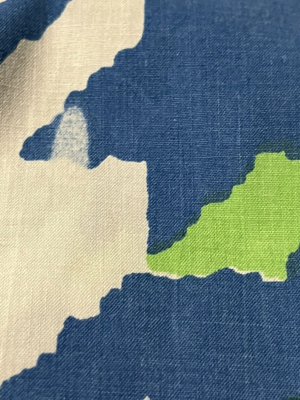 VTG Yves Saint Laurent Fieldcrest Blue Green Desert Song 70s King Flat Bed Sheet